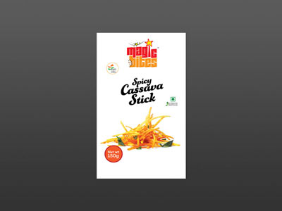 spicy cassava stick label design